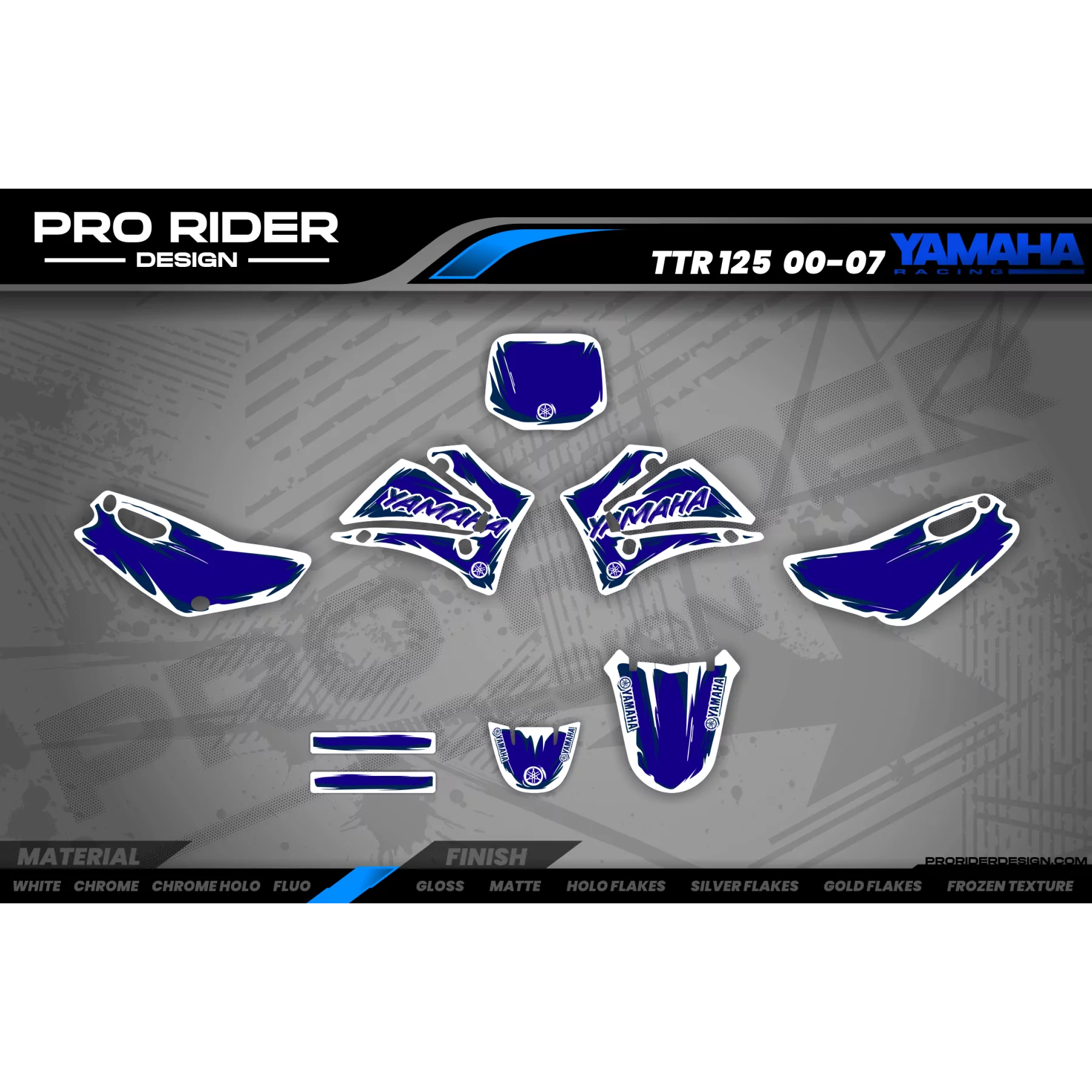 Motorrad Dekor KIT DEKOR Motocross YAMAHA CARTOON MANGA BRUSH WHITE/BLUE