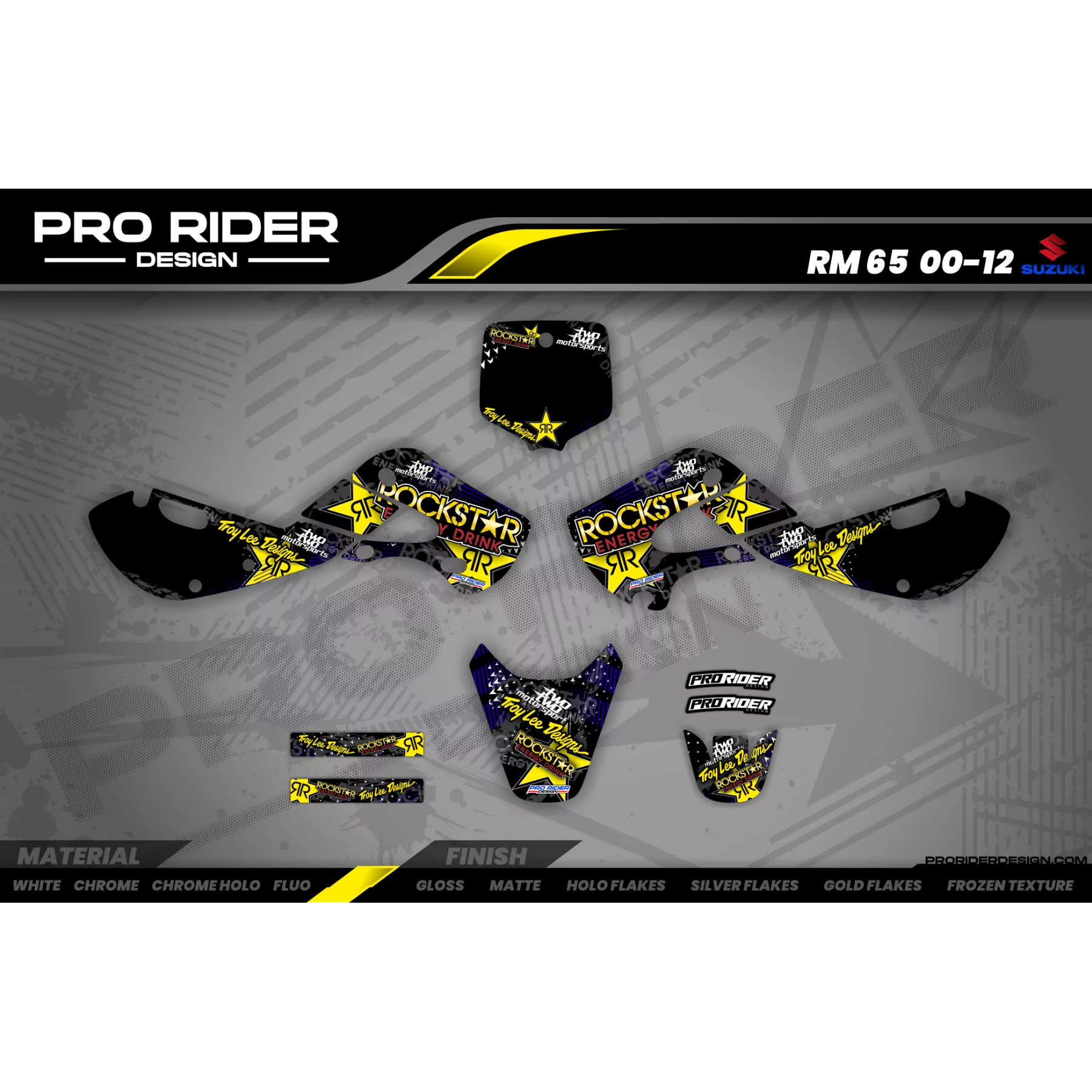 Kit adesivos moto KIT ADESIVOS MOTOCROSS ROCKSTAR ENERGY  (ref:prda16e)
