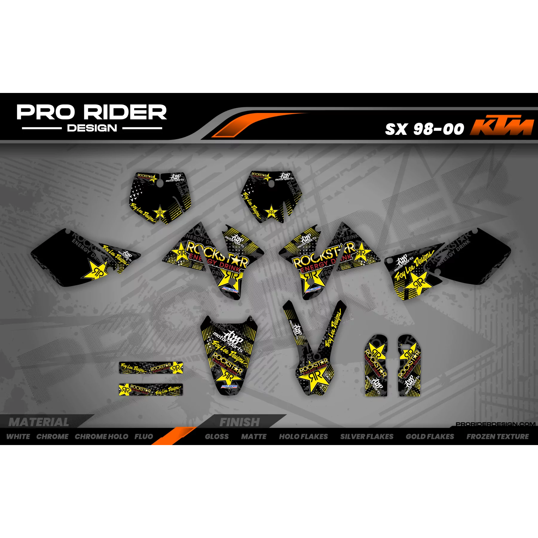 Kit adesivos moto KIT ADESIVOS MOTOCROSS ROCKSTAR ENERGY amarelo (ref:prda16d)