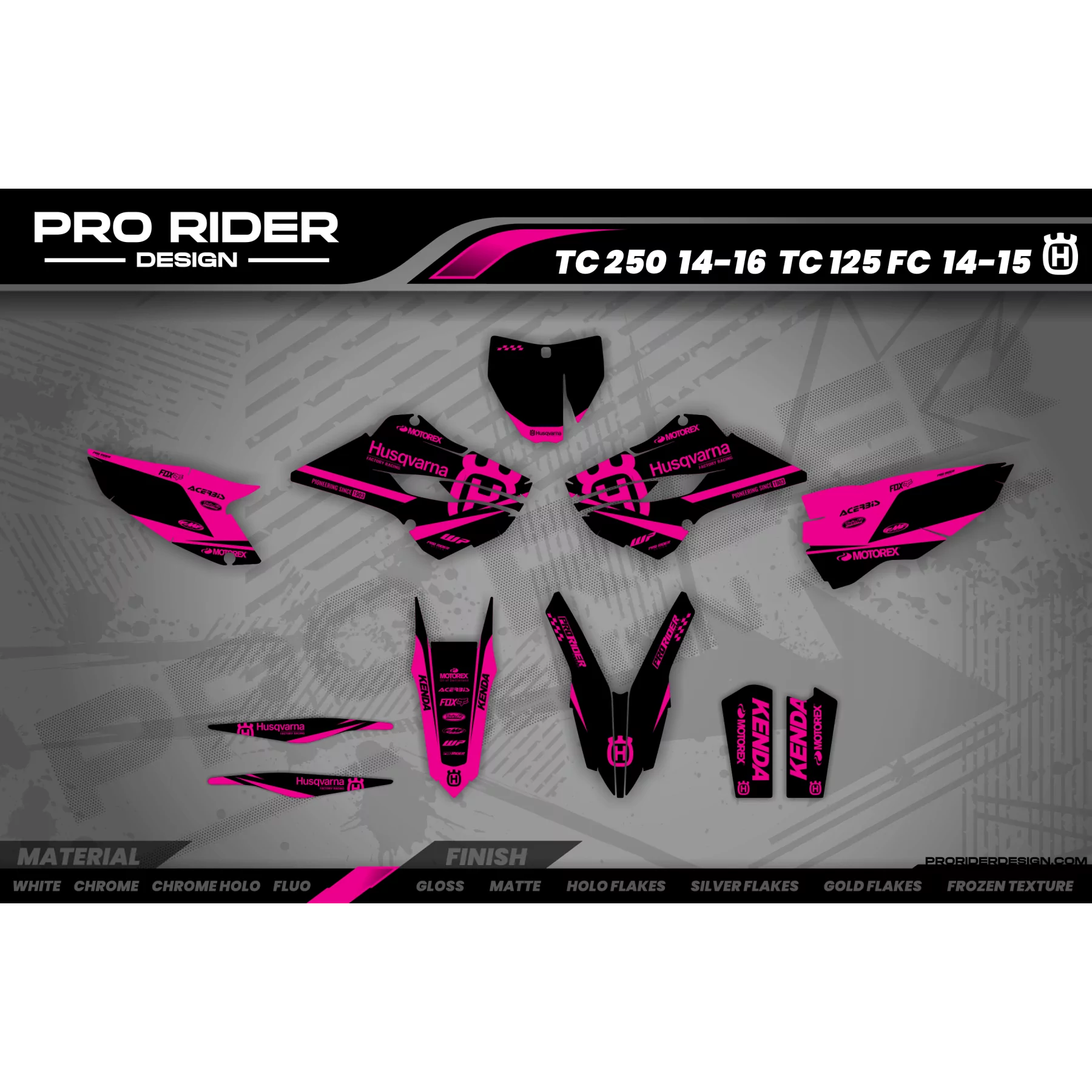Kit de adhesivos moto Kit adhesivos TC-FC-TE-FE... HUSQVARNA | ORIGINAL PINK