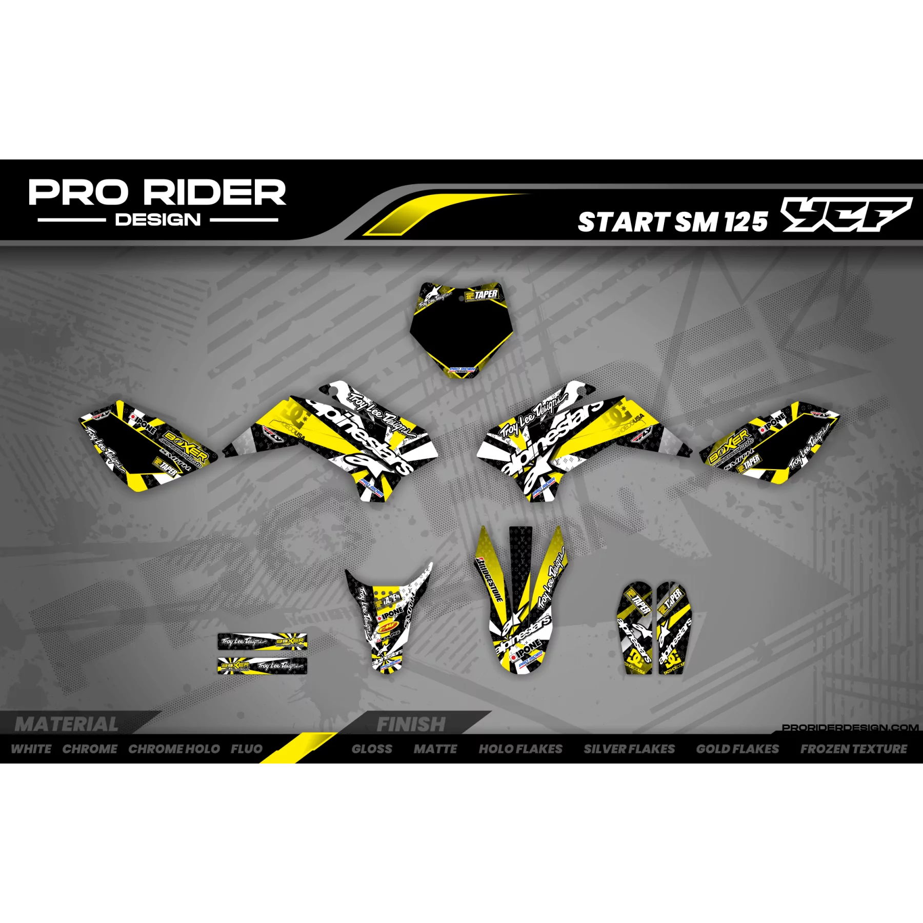 Kit adesivos moto KIT ADESIVOS Motocross ALPINESTARS amarelo (ref:prda4e)