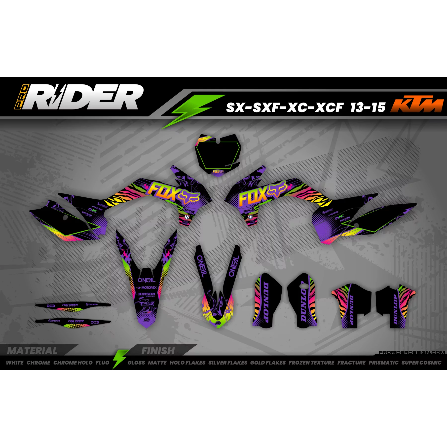 Stickerset moto Stickerset personaliseerbaar - RAINBOW BLACK PURPLE!