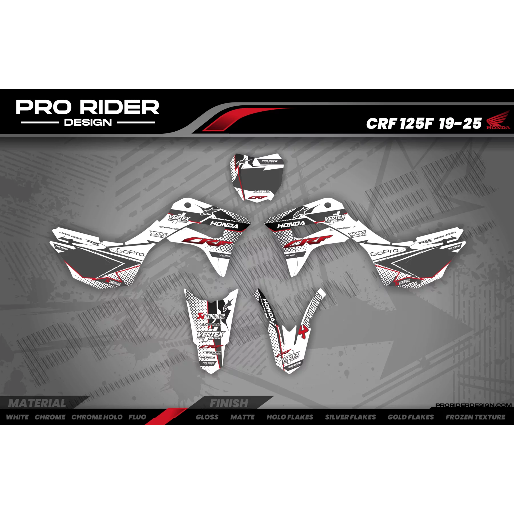 Kit adesivos moto KIT ADESIVOS Motocross HONDA VERTEX WHITE  (REF:PRDA39A3)
