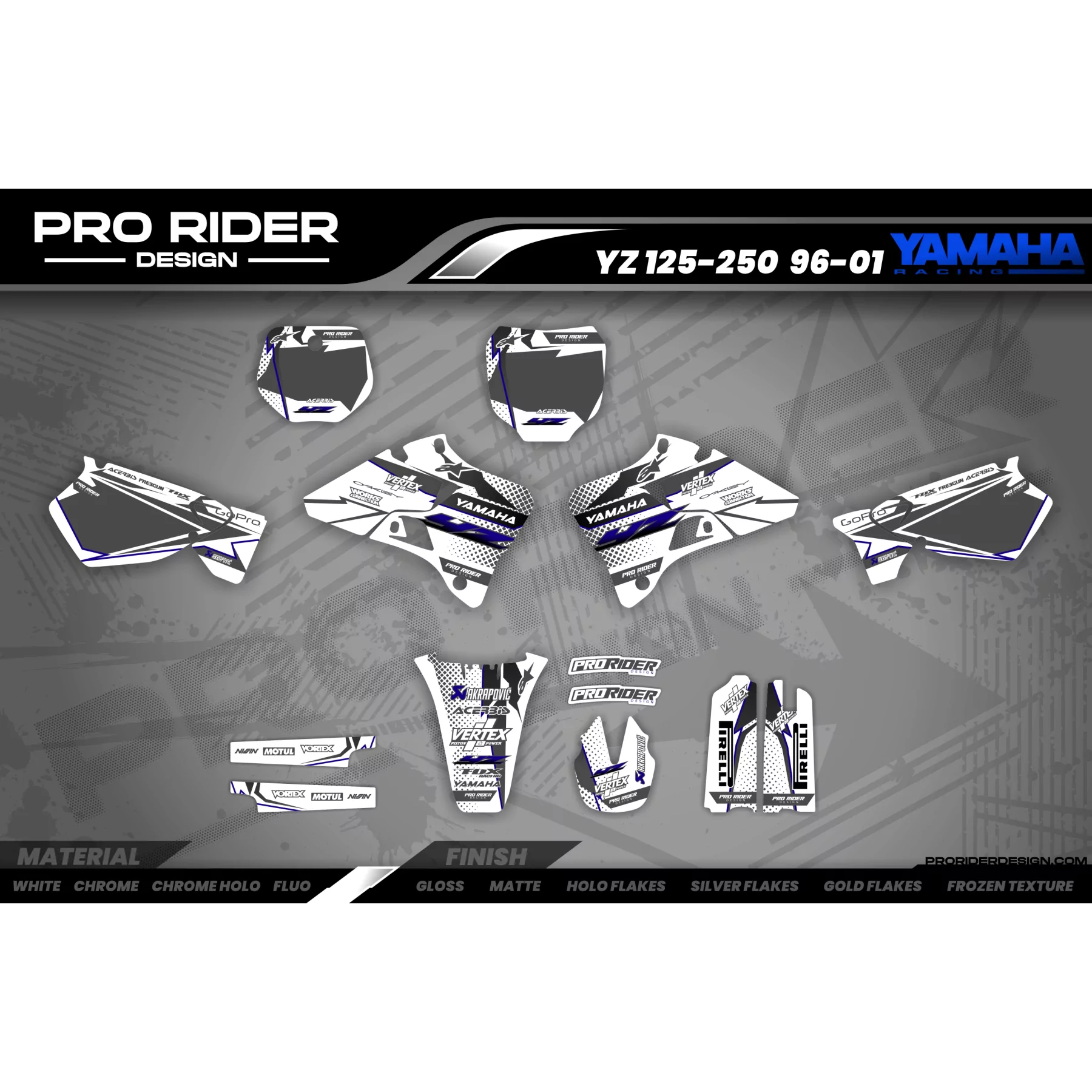 Motorcycle graphics GRAPHICS Motocross YAMAHA VERTEX WHITE