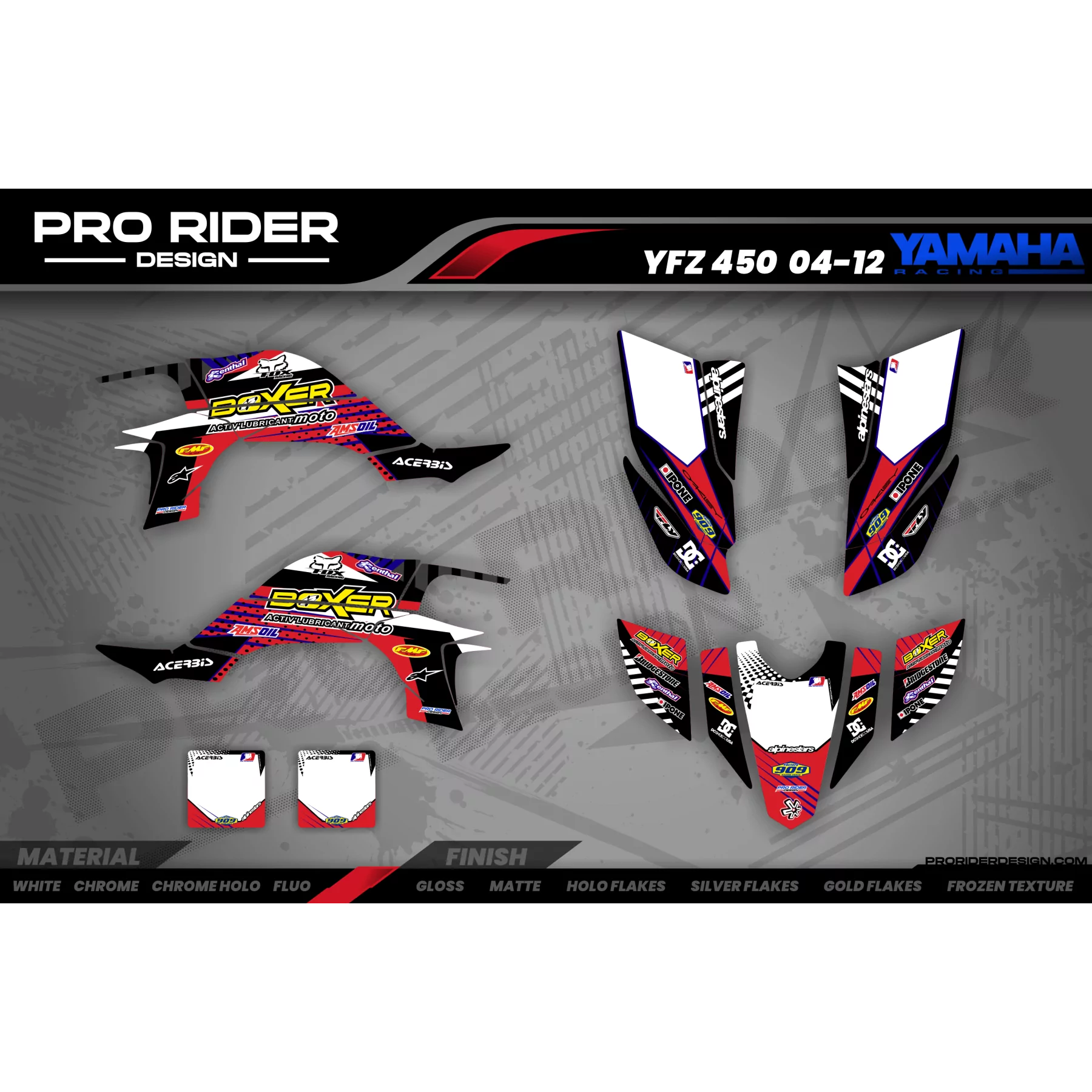STICKERSET moto STICKERSET MOTOCROSS PERSO BOXER rood (ref:prda1a)