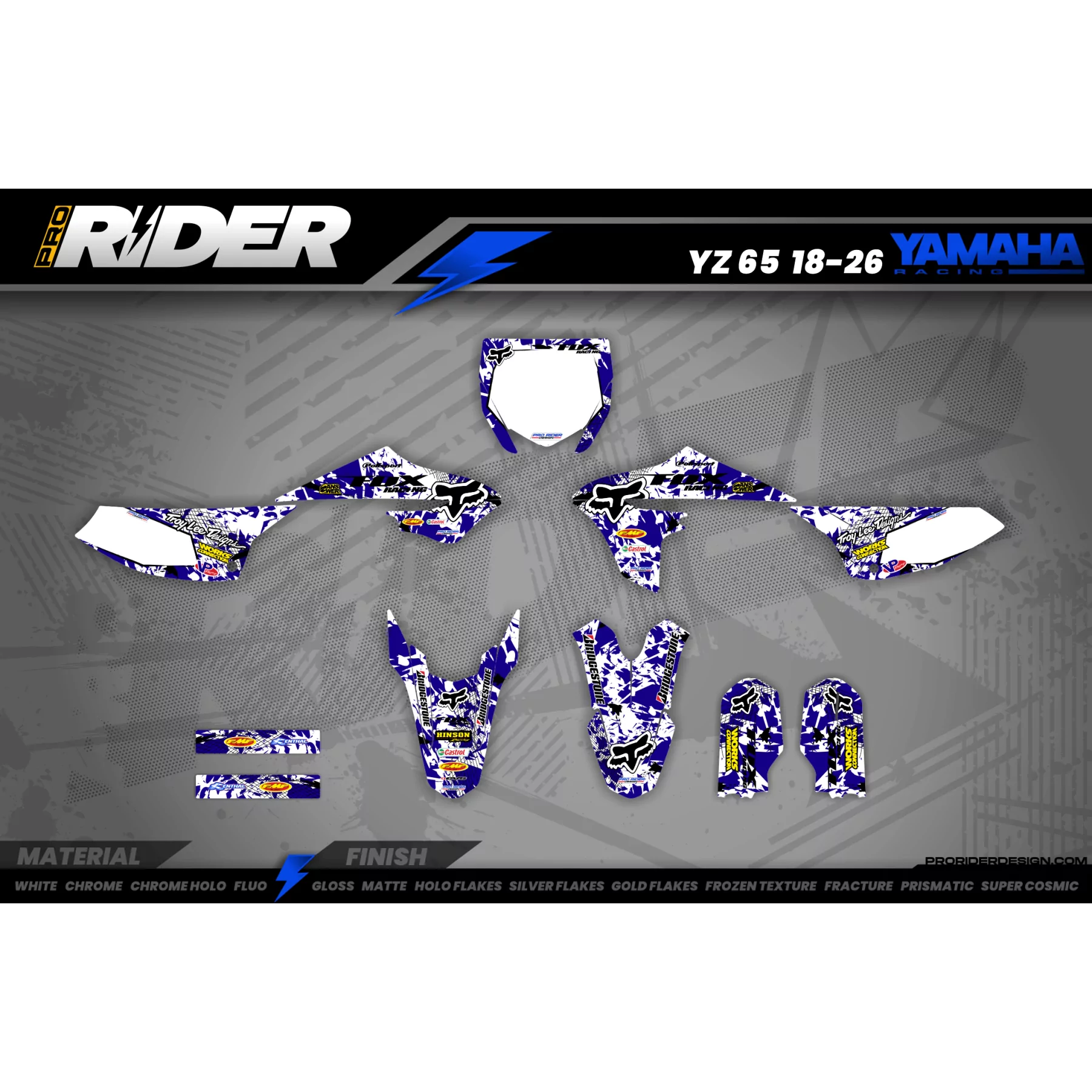 Kit adesivos moto KIT ADESIVOS MOTOCROSS FOX CAMO azul (ref:prda9e)