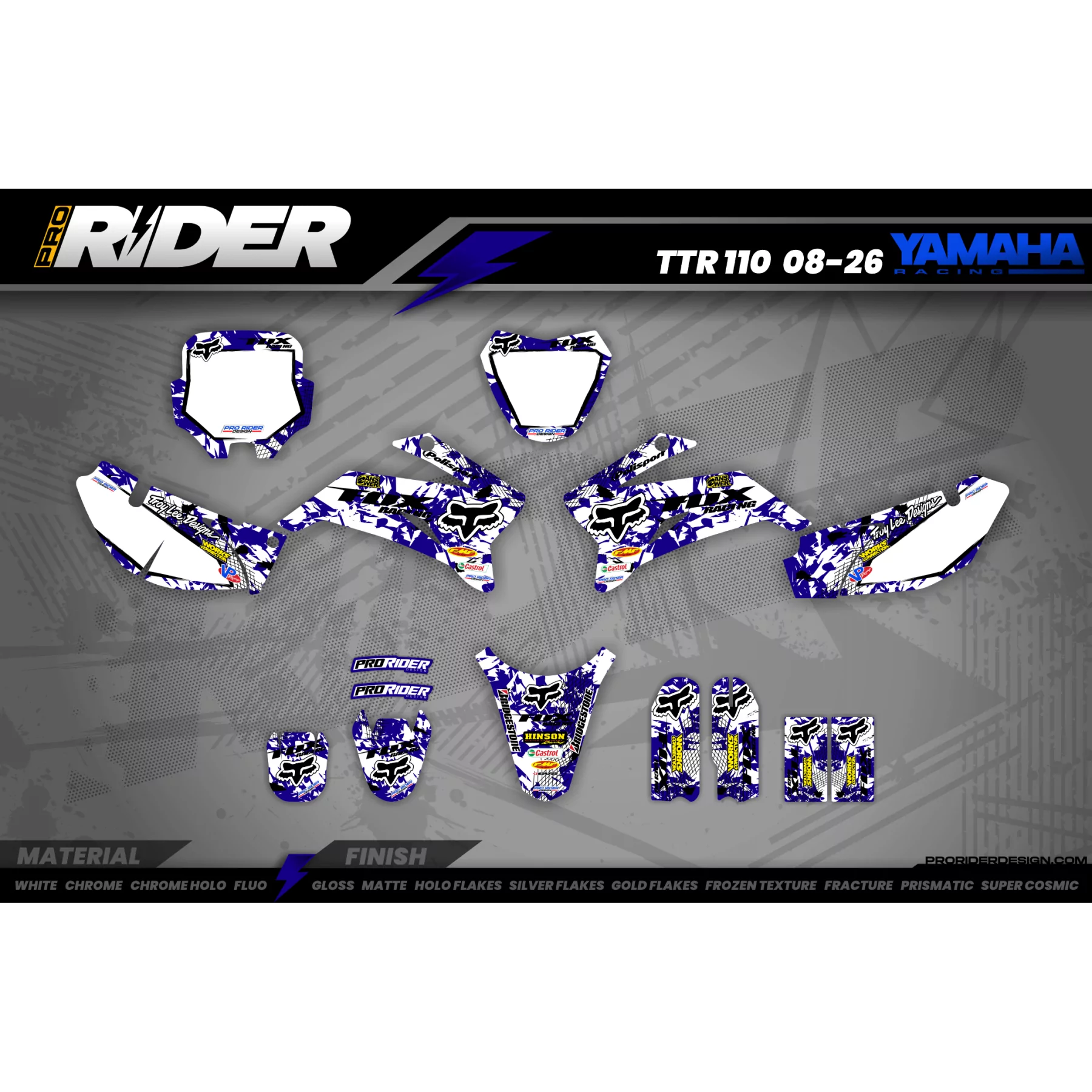 Kit adesivos moto KIT ADESIVOS MOTOCROSS FOX CAMO azul (ref:prda9e)