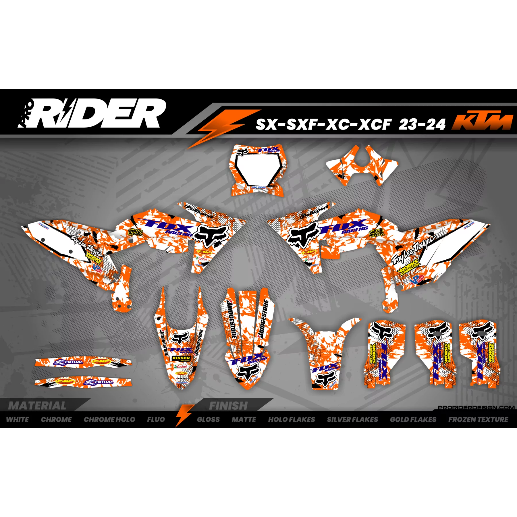 Stickerset moto STICKERSET MOTOCROSS FOX CAMO oranje (ref:prda9c)