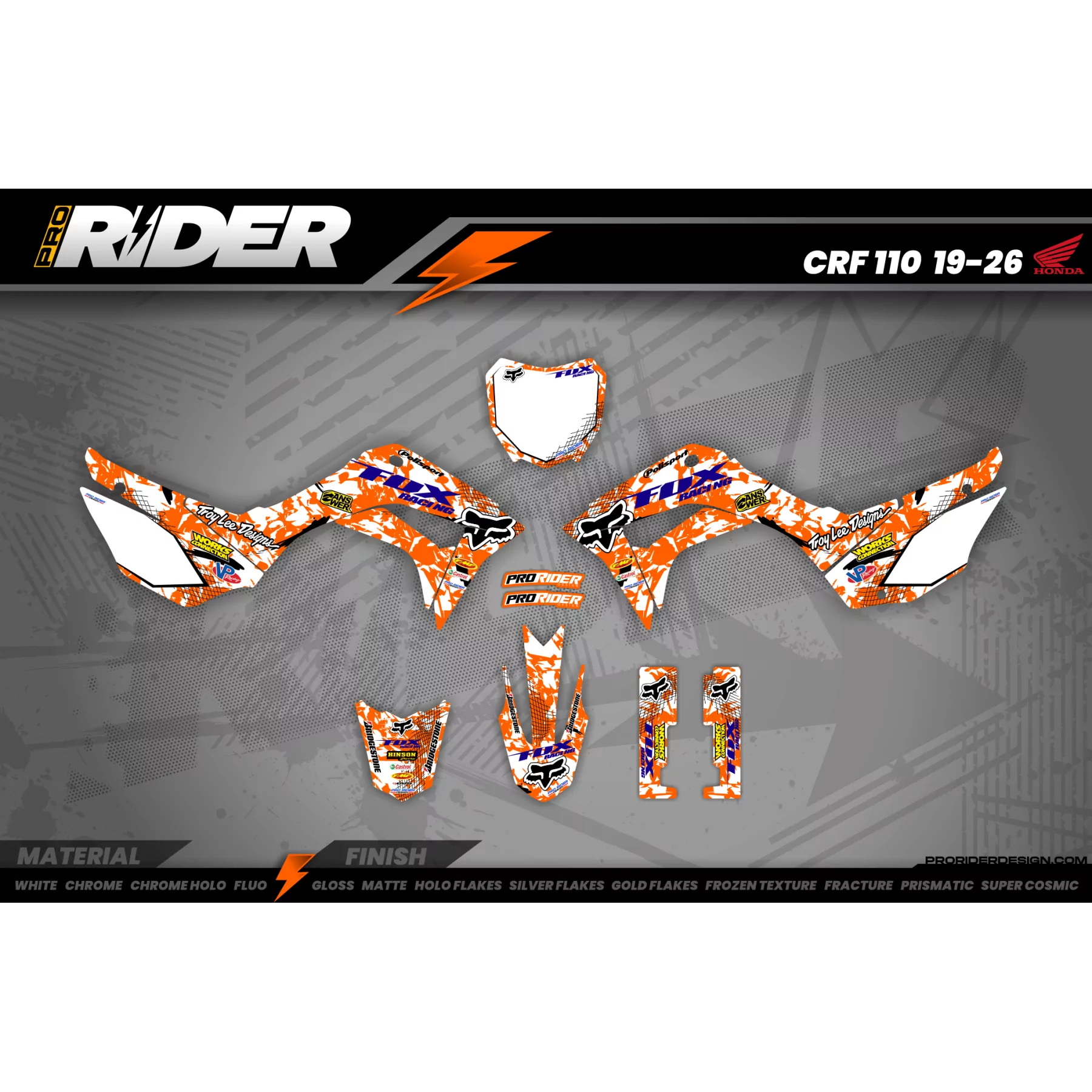 Moto graphics GRAPHICS MOTOCROSS FOX CAMO orange (ref:prda9c)