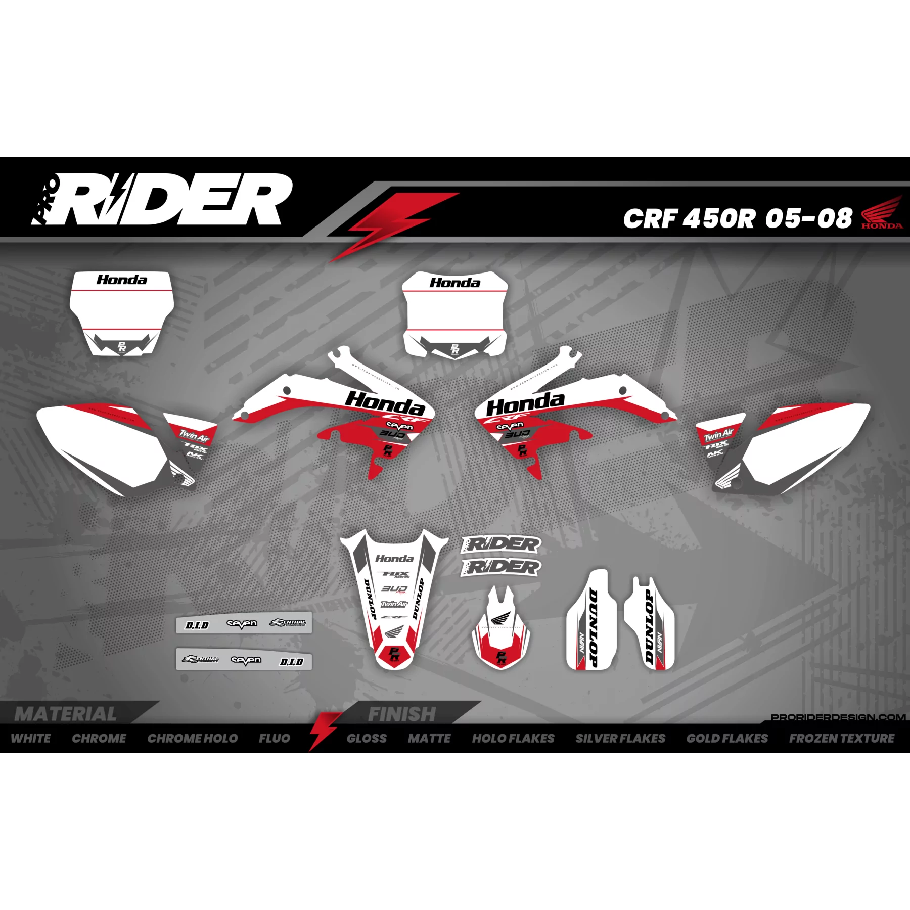Motocross graphics kit Graphics Motocross CRF HONDA BUD RACING RED|WHITE (REF:PRDA36A6)