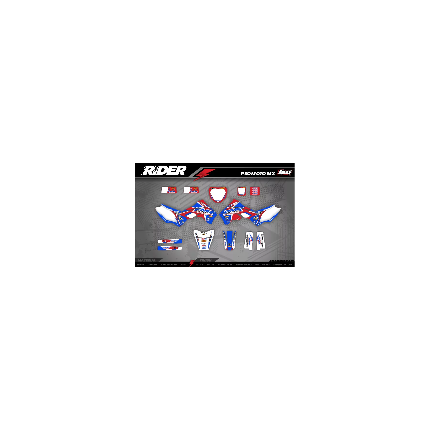 Kit adesivos moto KIT ADESIVOS PERSO MOTOCROSS FMR FACTORY vermelho (ref:prda13a)
