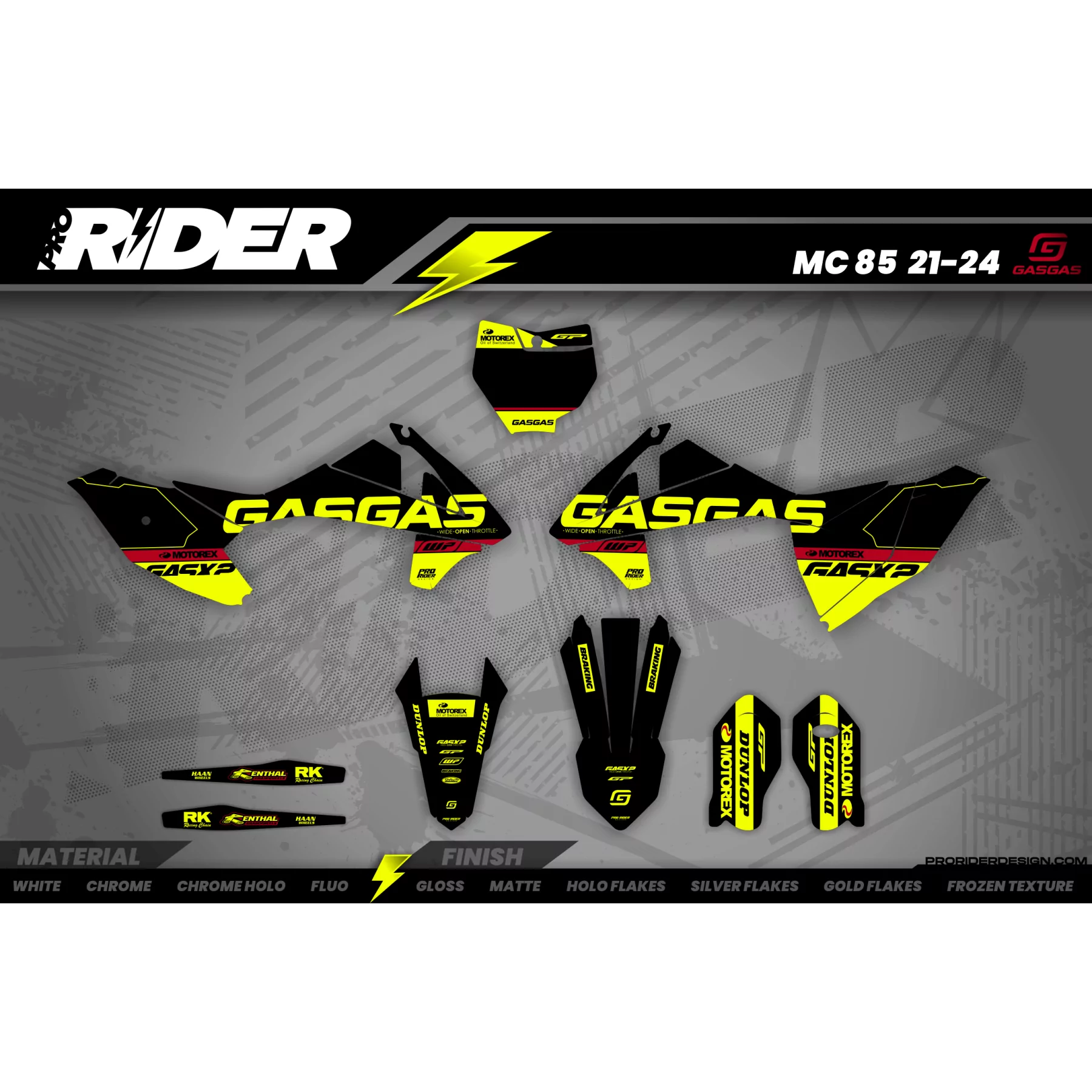 Kit adesivos moto Kit adesivos FLUO GASGAS MOTOREX MATTE