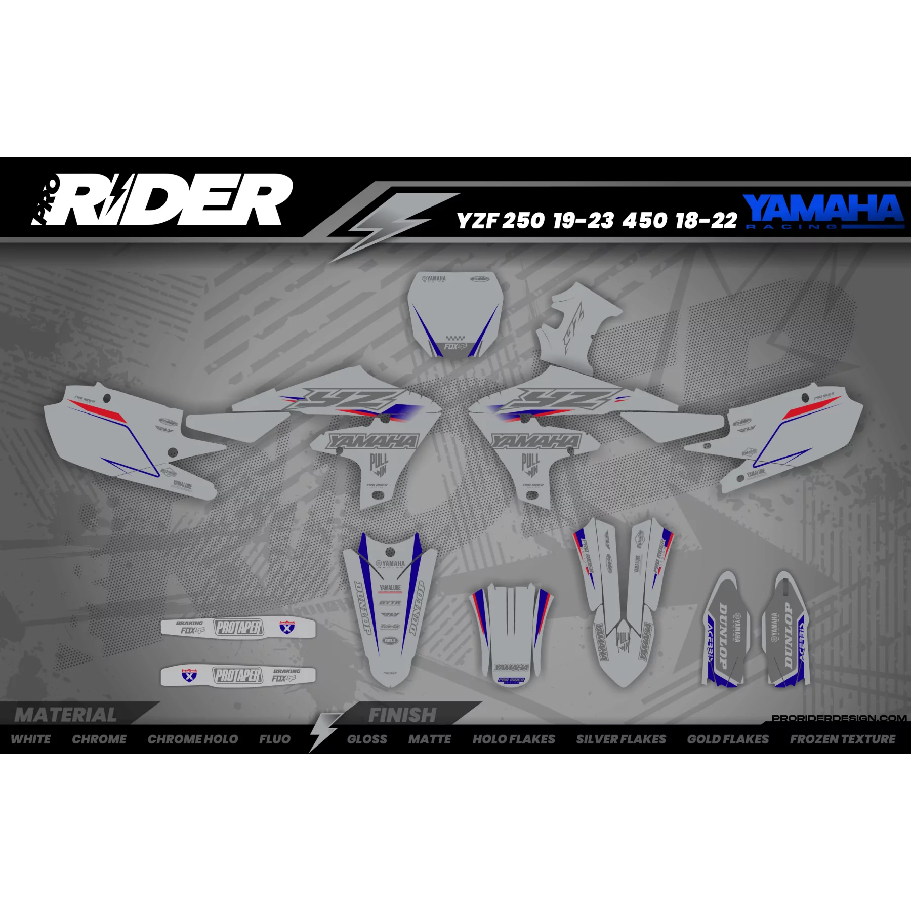 Motorrad-Dekor DEKOR Motocross YAMAHA GREY FLAG
