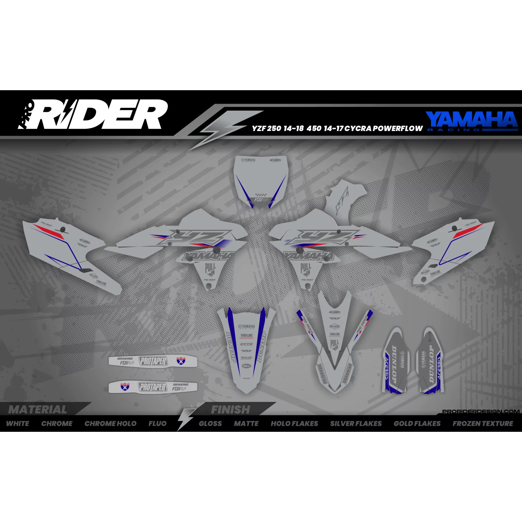 Motorrad Dekor DEKOR Motocross YAMAHA GREY FLAG