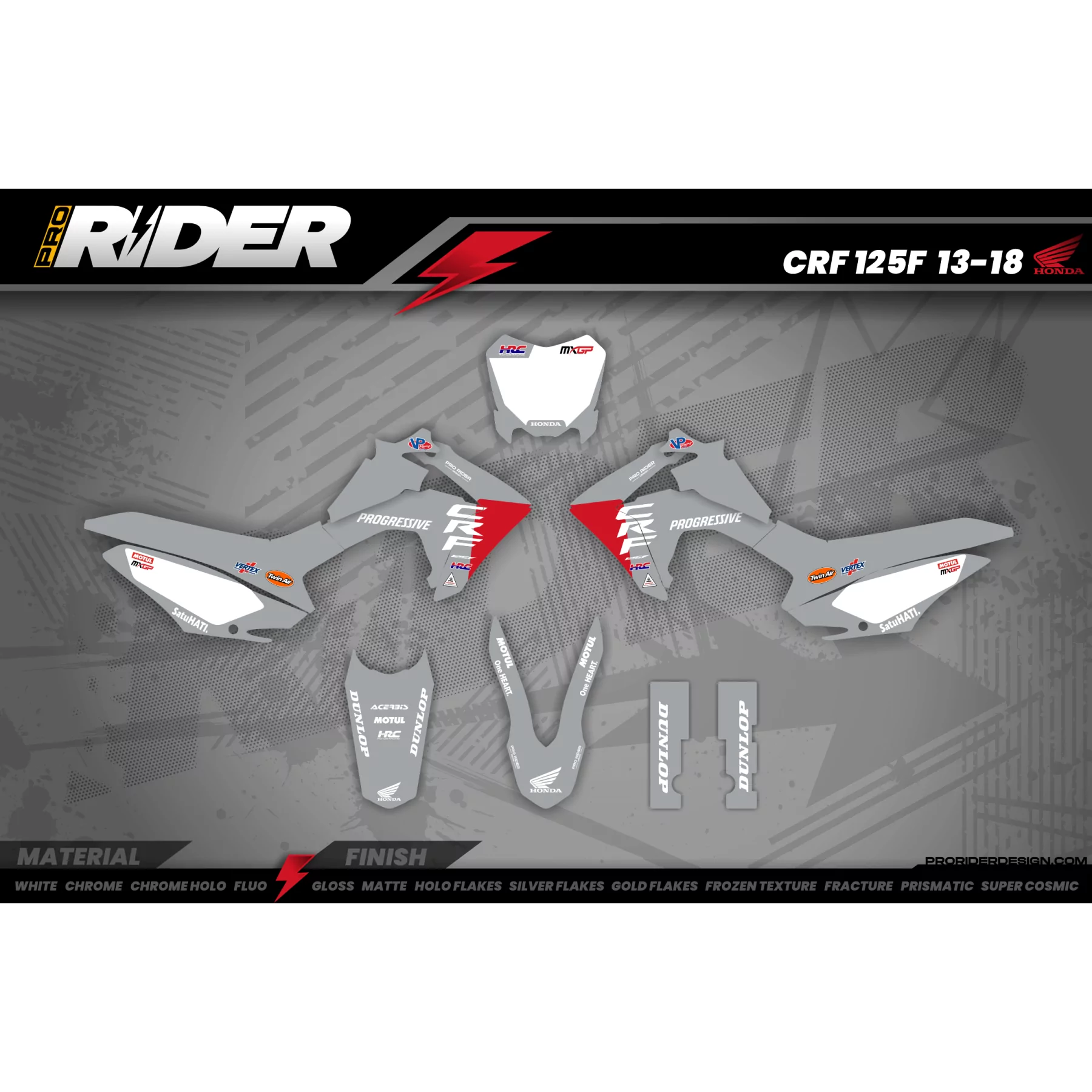 Kit adesivos moto KIT ADESIVOS Motocross HONDA HRC SMX Team PROGRESSIVE | GREY
