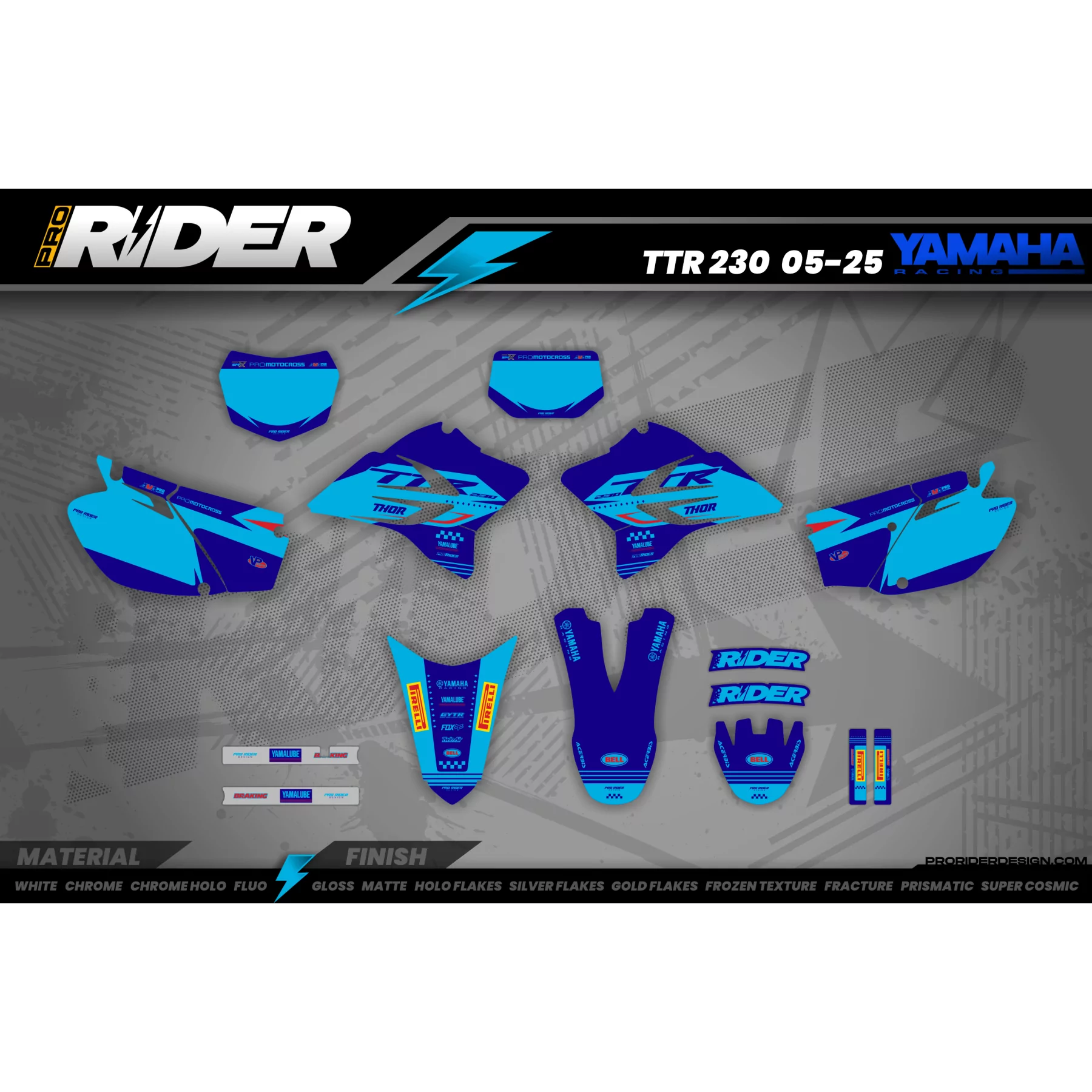 Stickerset motor STICKERSET Motocross en Supermot YAMAHA blue teal