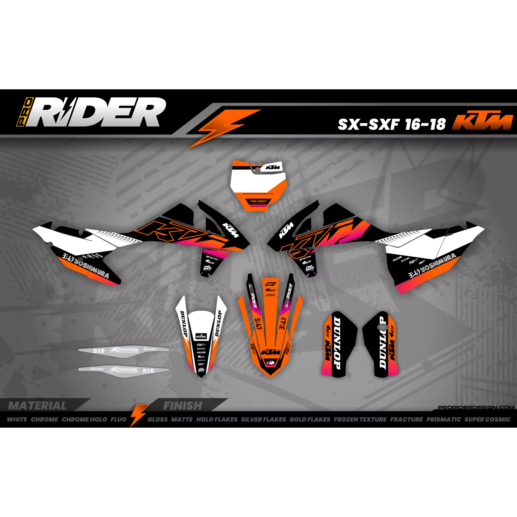 Stickerset motor Stickerset Motocross KTM op maat - VORTEX