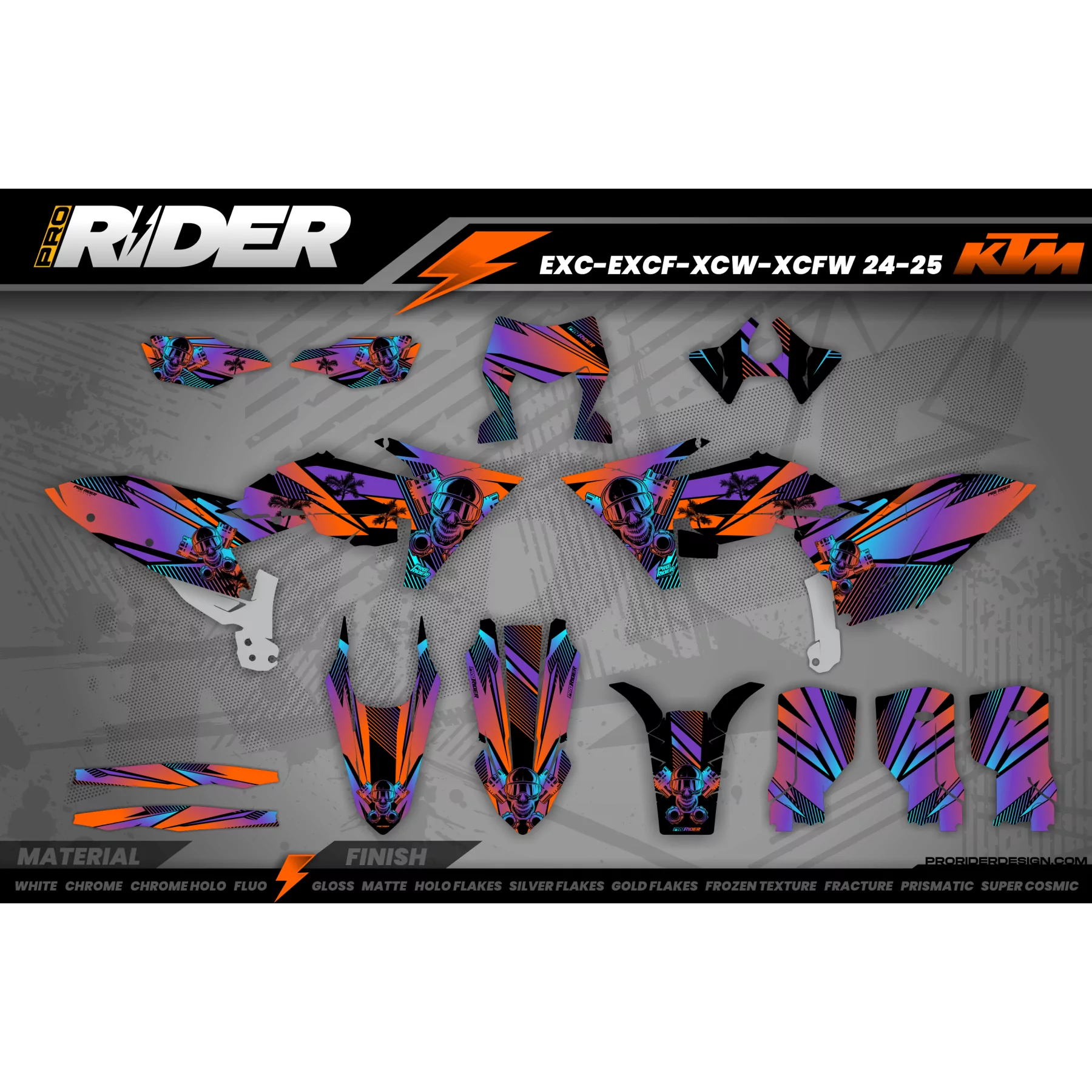 Kit adesivos moto Kit adesivos SUPERMOT personalizável - SKULL TREES