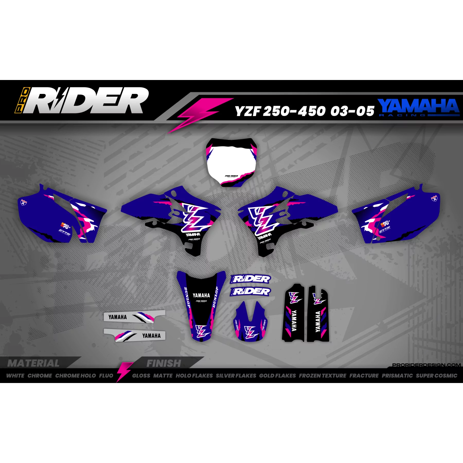Motorcycle graphics kit GRAPHICS YZ YZF Motocross YAMAHA RETRO BLUE