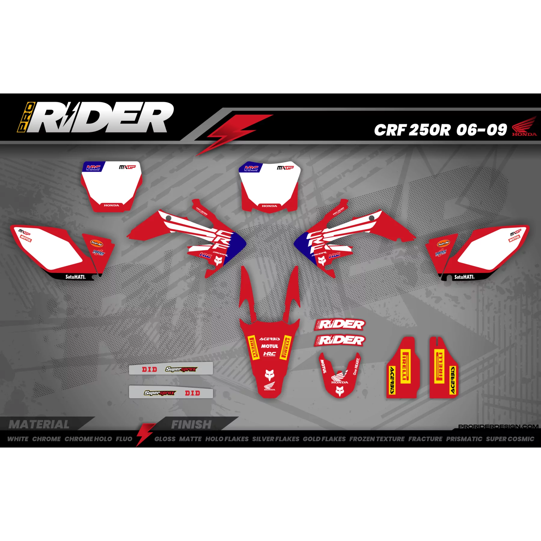 Kit adesivos moto KIT ADESIVOS Motocross HONDA | HRC RED WINGS