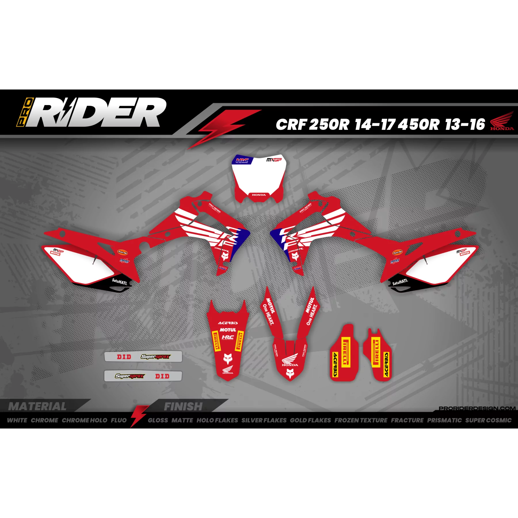 Kit adesivos moto KIT ADESIVOS Motocross HONDA | HRC RED WINGS