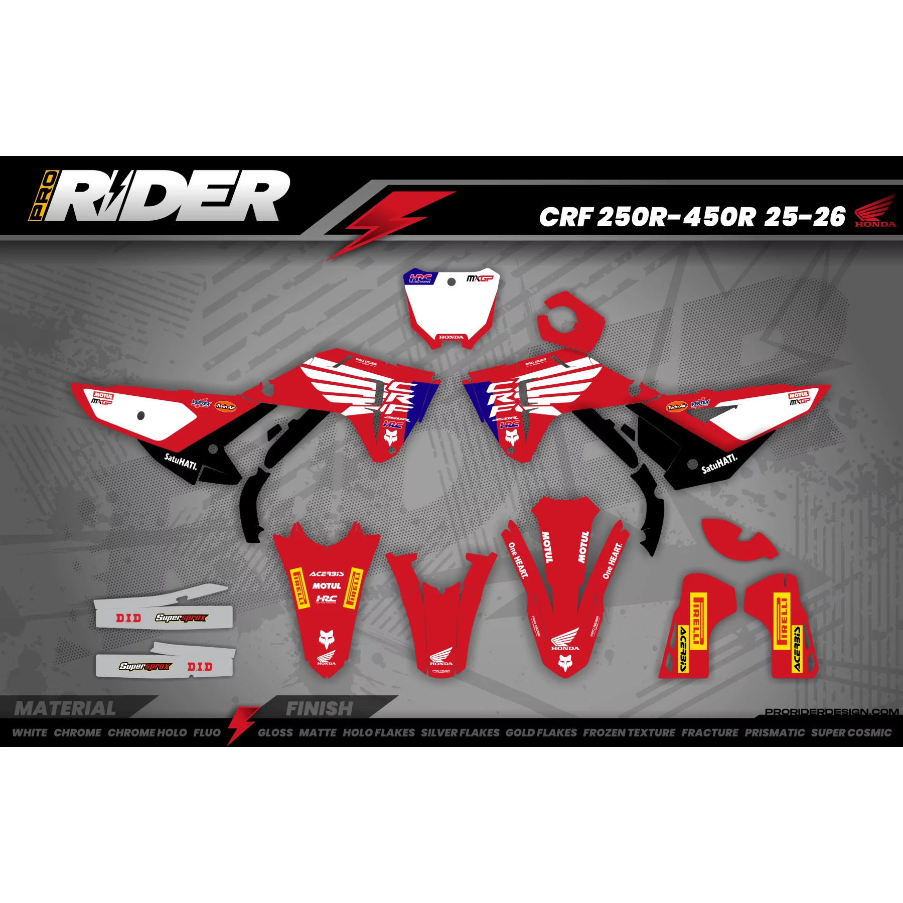 Kit adesivos moto KIT ADESIVOS Motocross HONDA | HRC RED WINGS