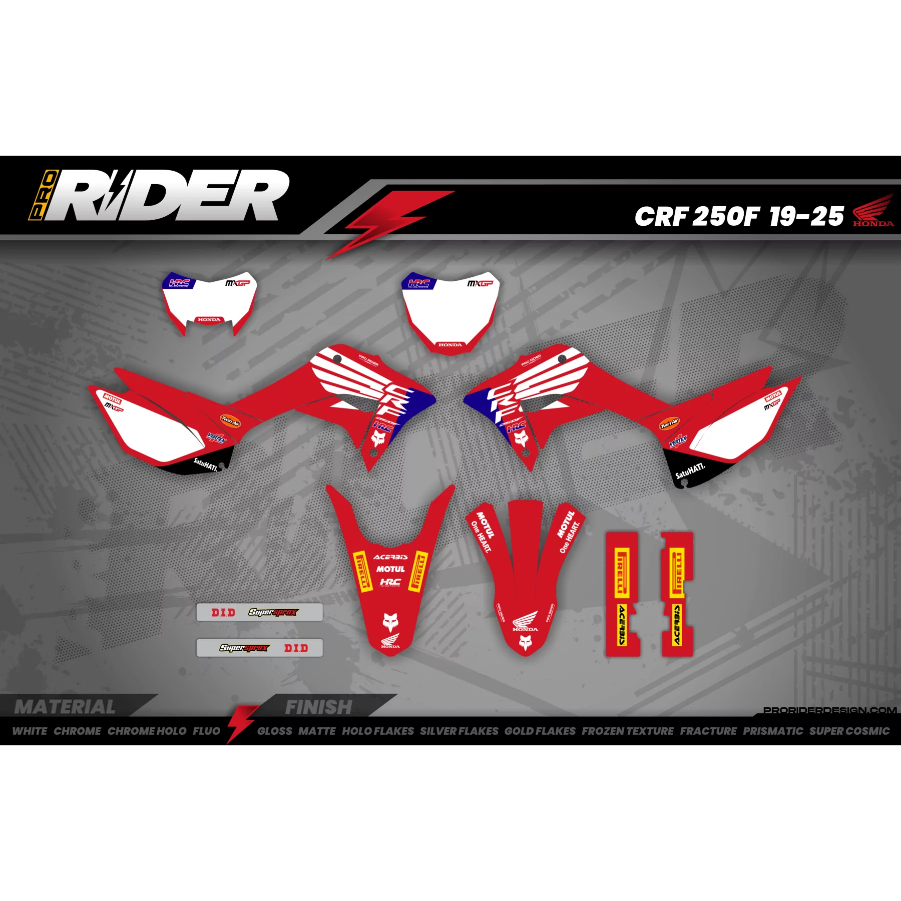 Kit adesivos moto KIT ADESIVOS Motocross HONDA | HRC RED WINGS