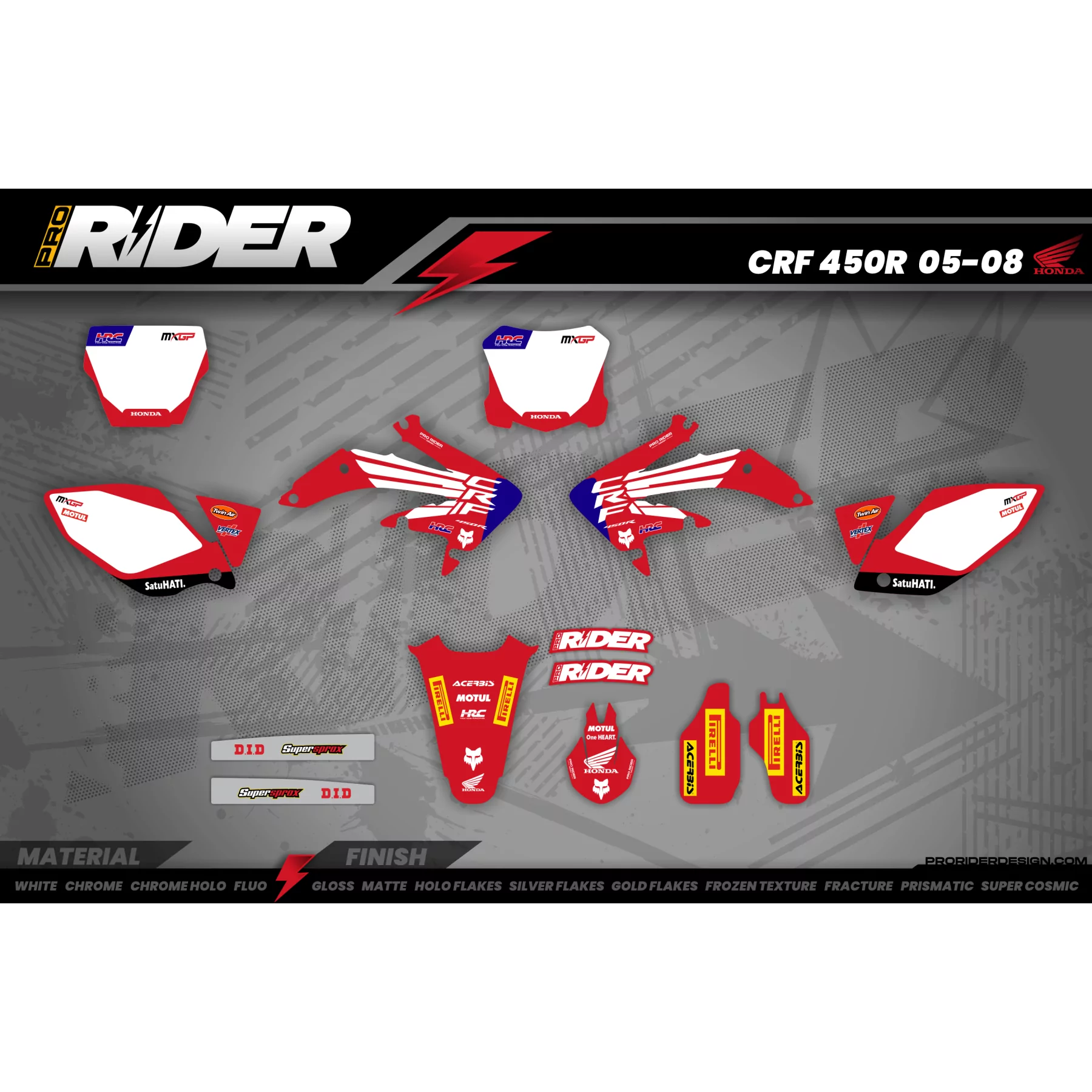 Kit adesivos moto KIT ADESIVOS Motocross HONDA | HRC RED WINGS