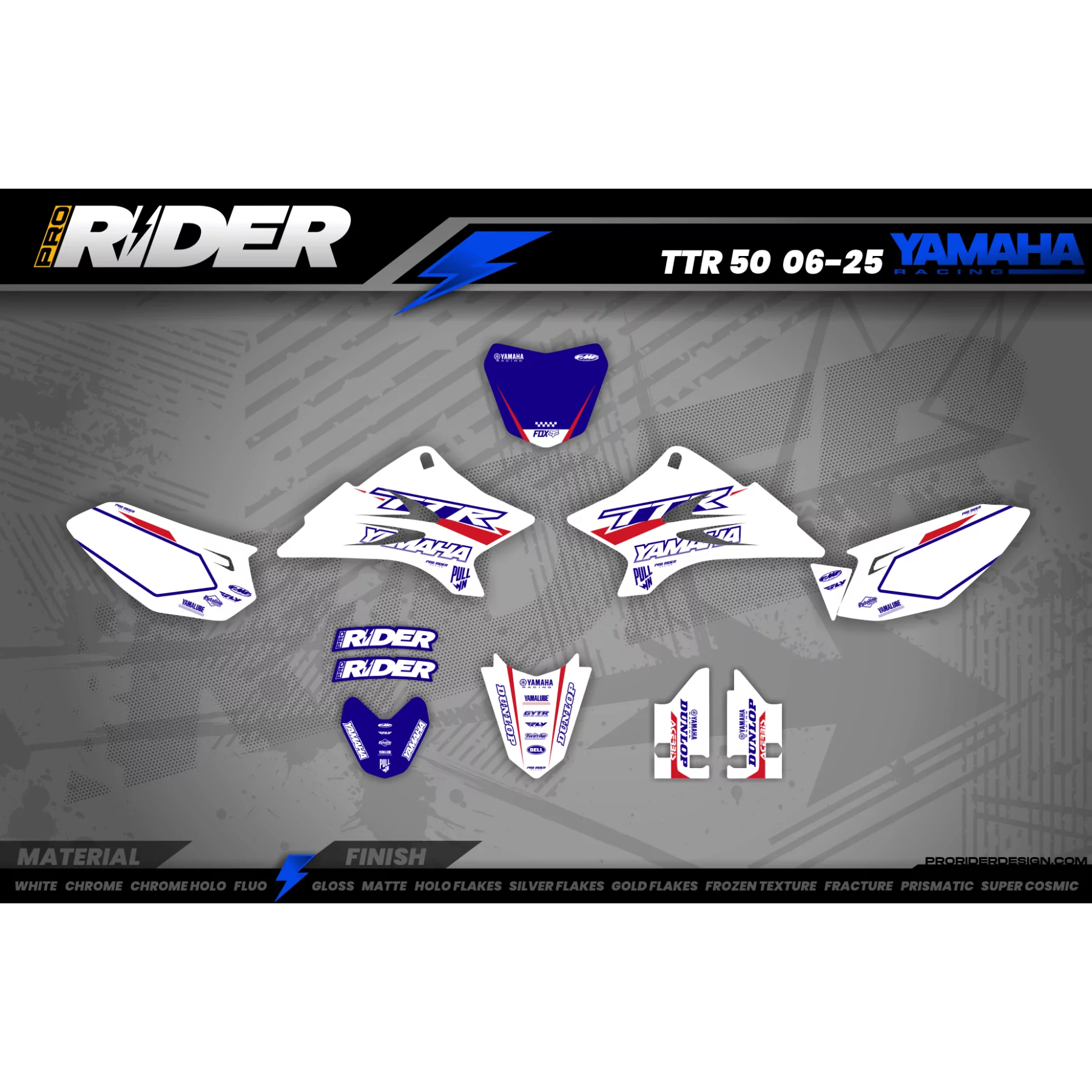 Motorrad-Dekorkit DEKOR Motocross YAMAHA PW-TTR | WHITE FLAG