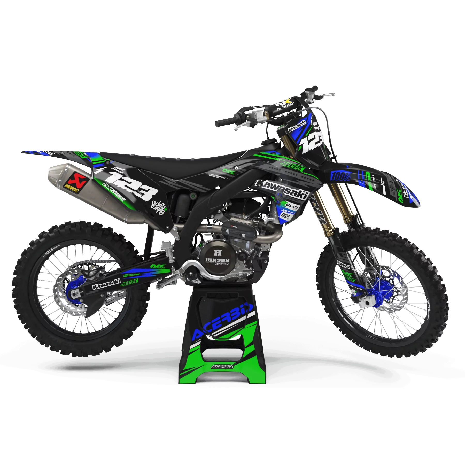 STICKERSET motor Stickerset Motocross KAWASAKI JUST1 BLACK