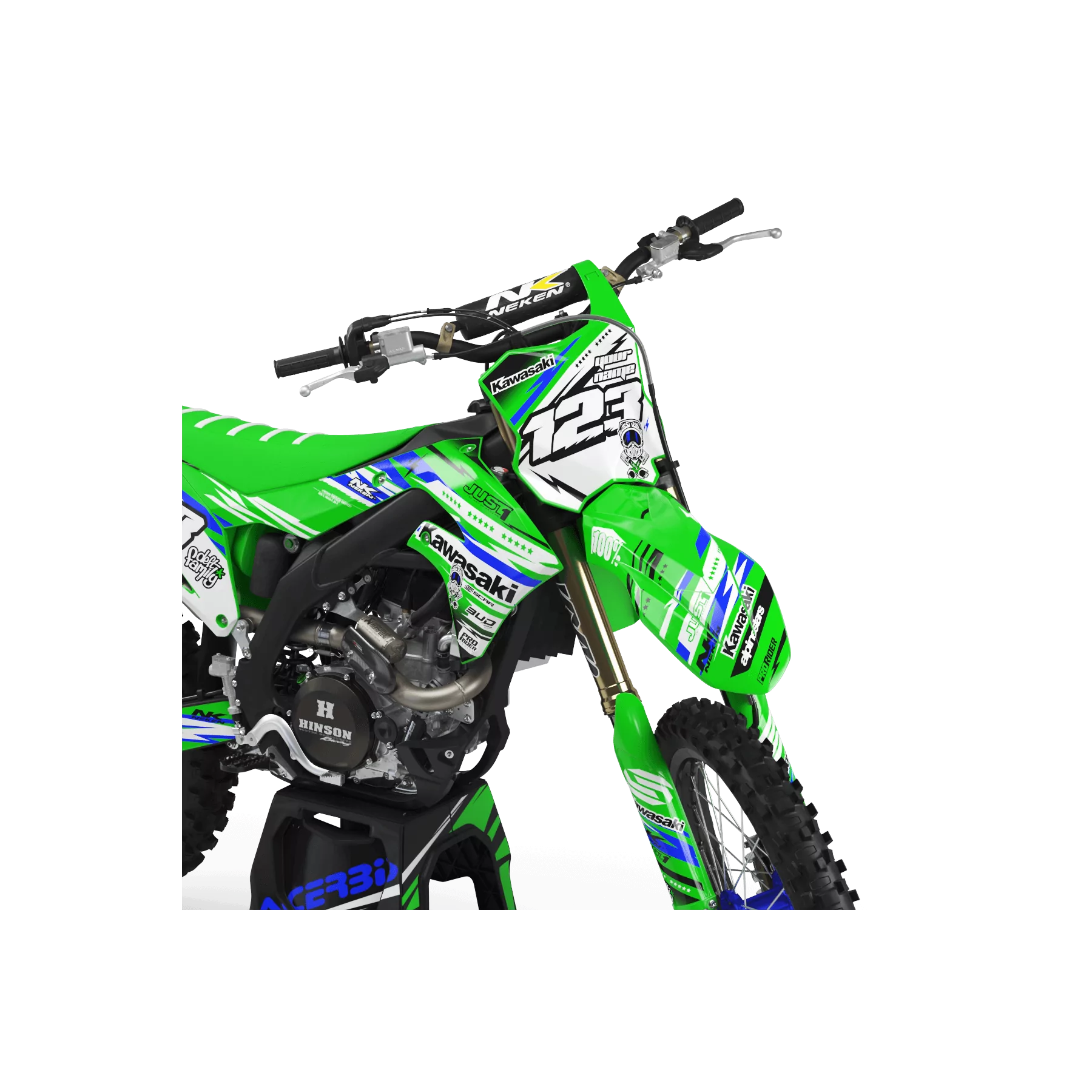 Kit adesivos moto KIT ADESIVOS Motocross KAWASAKI JUST1 BLUE