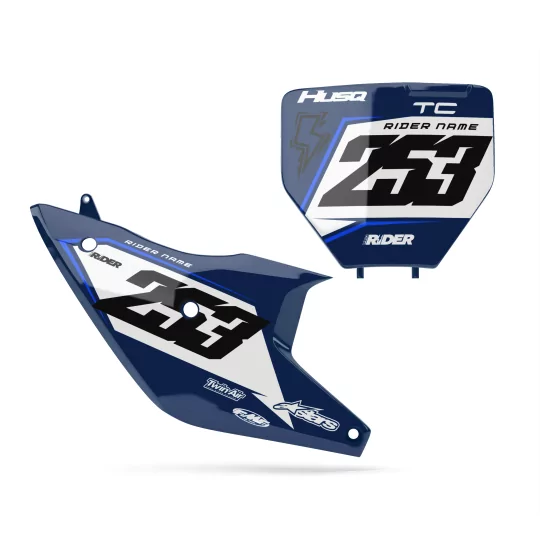 Motorcycle GRAPHICS Graphics NUMBER PLATE BACKGROUNDS CUSTOM HUSQVARNA Vakano Blue White