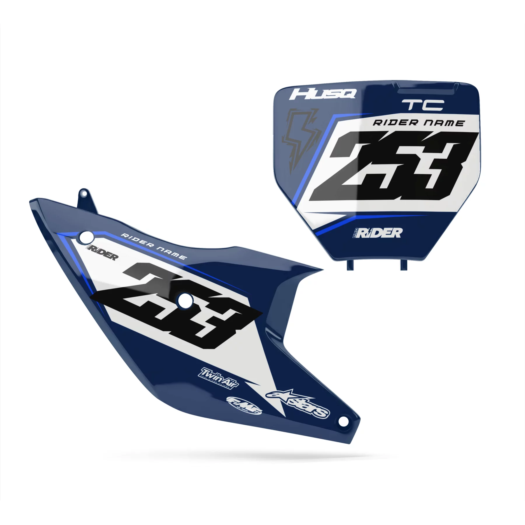 Motorcycle GRAPHICS Graphics NUMBER PLATE BACKGROUNDS CUSTOM HUSQVARNA Vakano Blue White