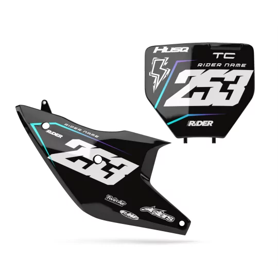 Motorcycle GRAPHICS Graphics NUMBER PLATE BACKGROUNDS CUSTOM HUSQVARNA Vakano Black Teal