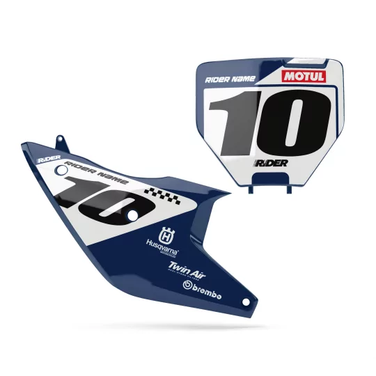 DEKOR Moto Dekor NUMMERNSCHILDER HINTERGRUND PERSO HUSQVARNA Motul Blue White