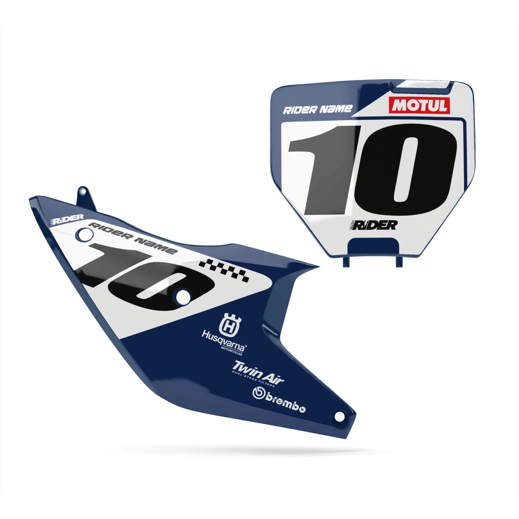 DEKOR Moto Dekor NUMMERNSCHILDER HINTERGRUND PERSO HUSQVARNA Motul Blue White