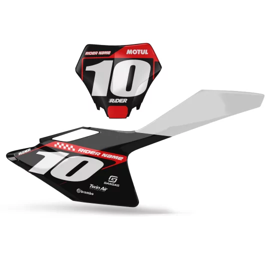 GRAFICHE moto GRAFICHE FONDI TARGHE PERSO GASGAS Alkav Black Red