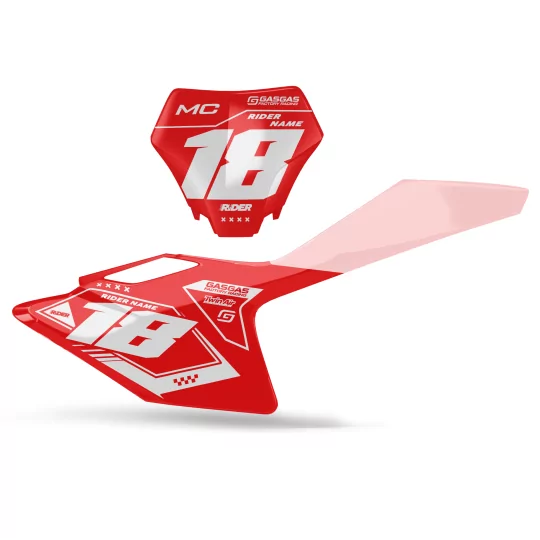 GRAFICHE moto GRAFICHE FONDI TARGHE PERSO GASGAS Kartex Red White