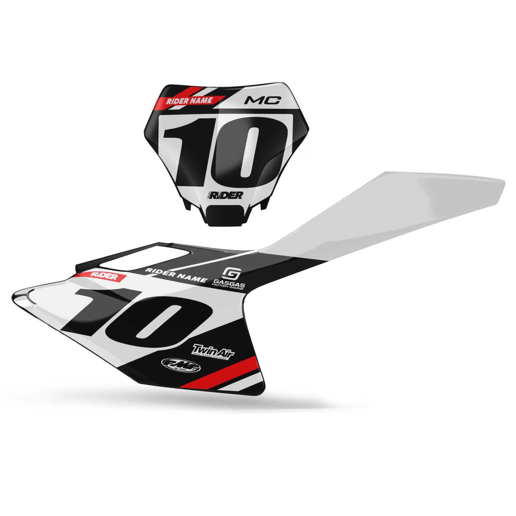 DEKOR Motorrad Dekor NUMMERNSCHILD-HINTERGRÜNDE PERSO GASGAS Vantek Black White