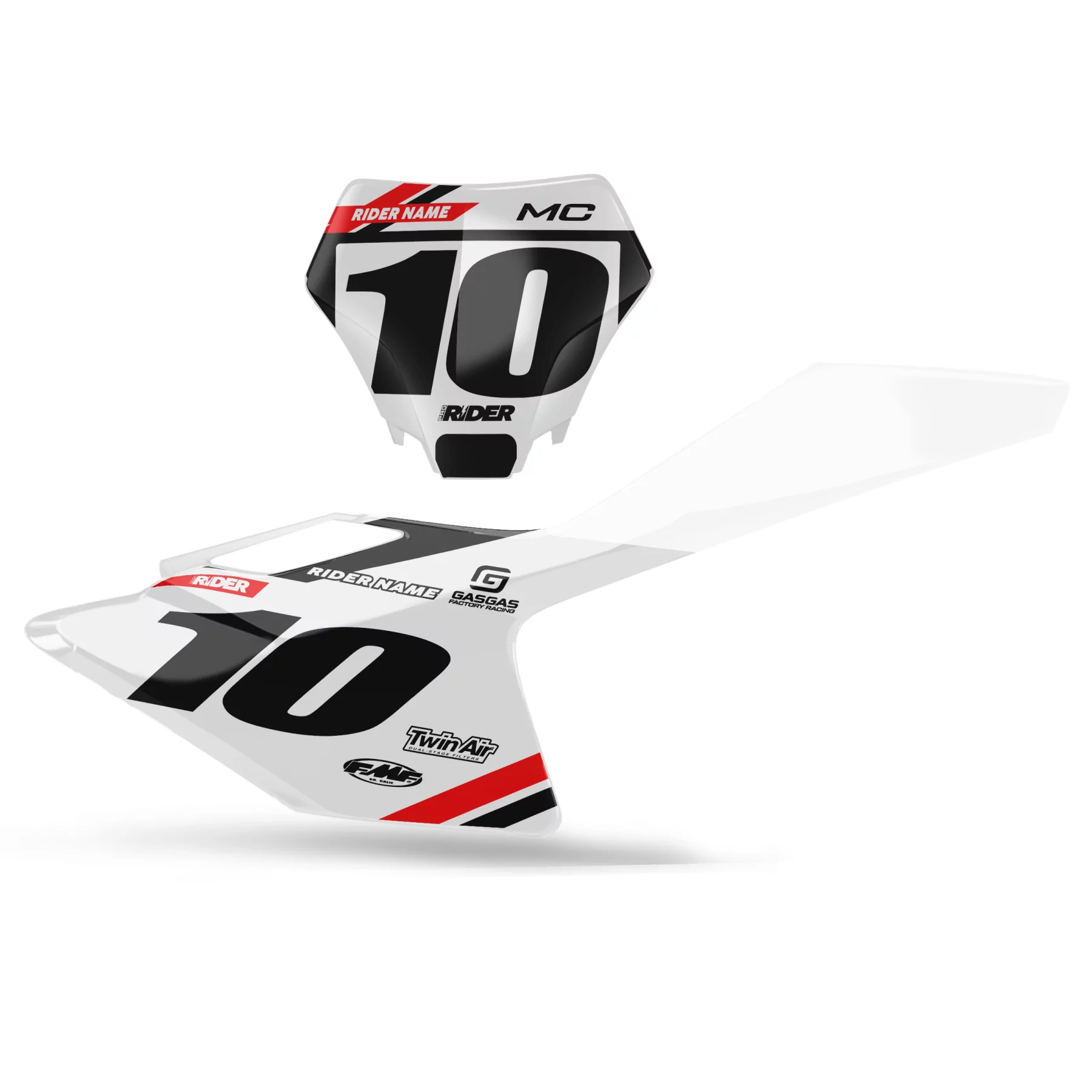 DEKOR Motorrad Dekor NUMMERNSCHILD-HINTERGRÜNDE PERSO GASGAS Vantek White Black