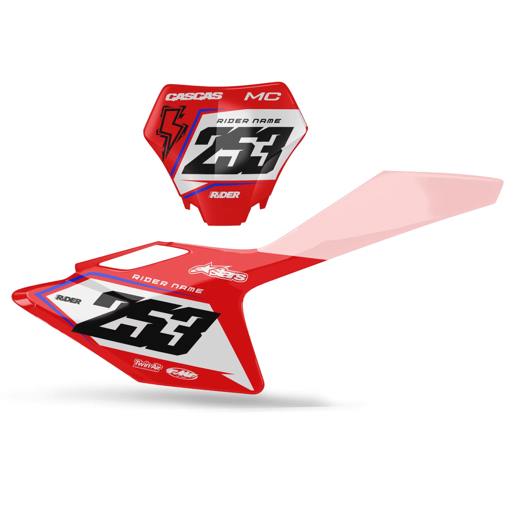 DEKOR Motorrad DEKOR KENNZEICHENHINTERGRÜNDE CUSTOM GASGAS Vortax Red White