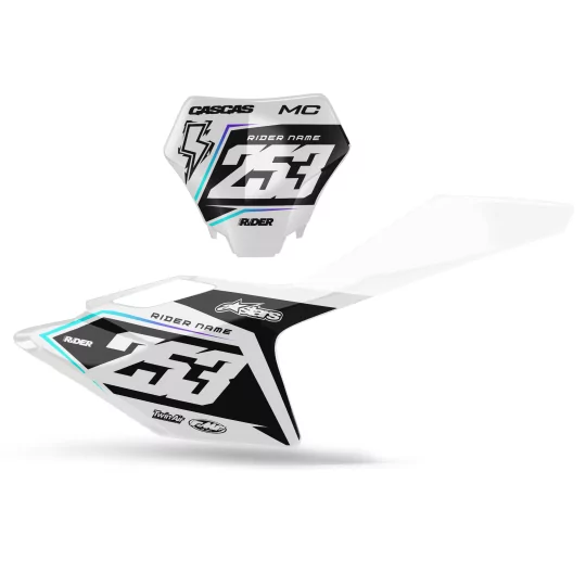 STICKERSET motor STICKERSET NUMMERPLAATONDERGRONDEN GEPERSONALISEERD GASGAS Vortax Black White