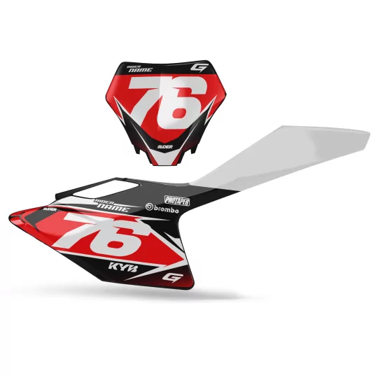 STICKERSET motor STICKERSET NUMMERPLAATONDERGRONDEN GEPERSONALISEERD GASGAS Blast Red Black