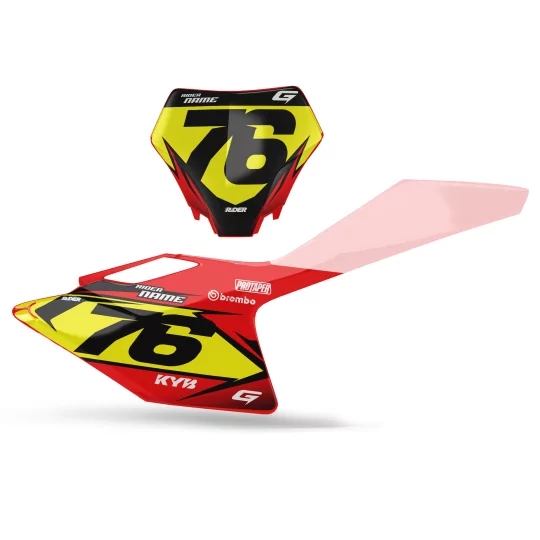 GRAPHICS Motorcycle GRAPHICS CUSTOM NUMBER PLATE BACKGROUNDS GASGAS Blast Red Yellow