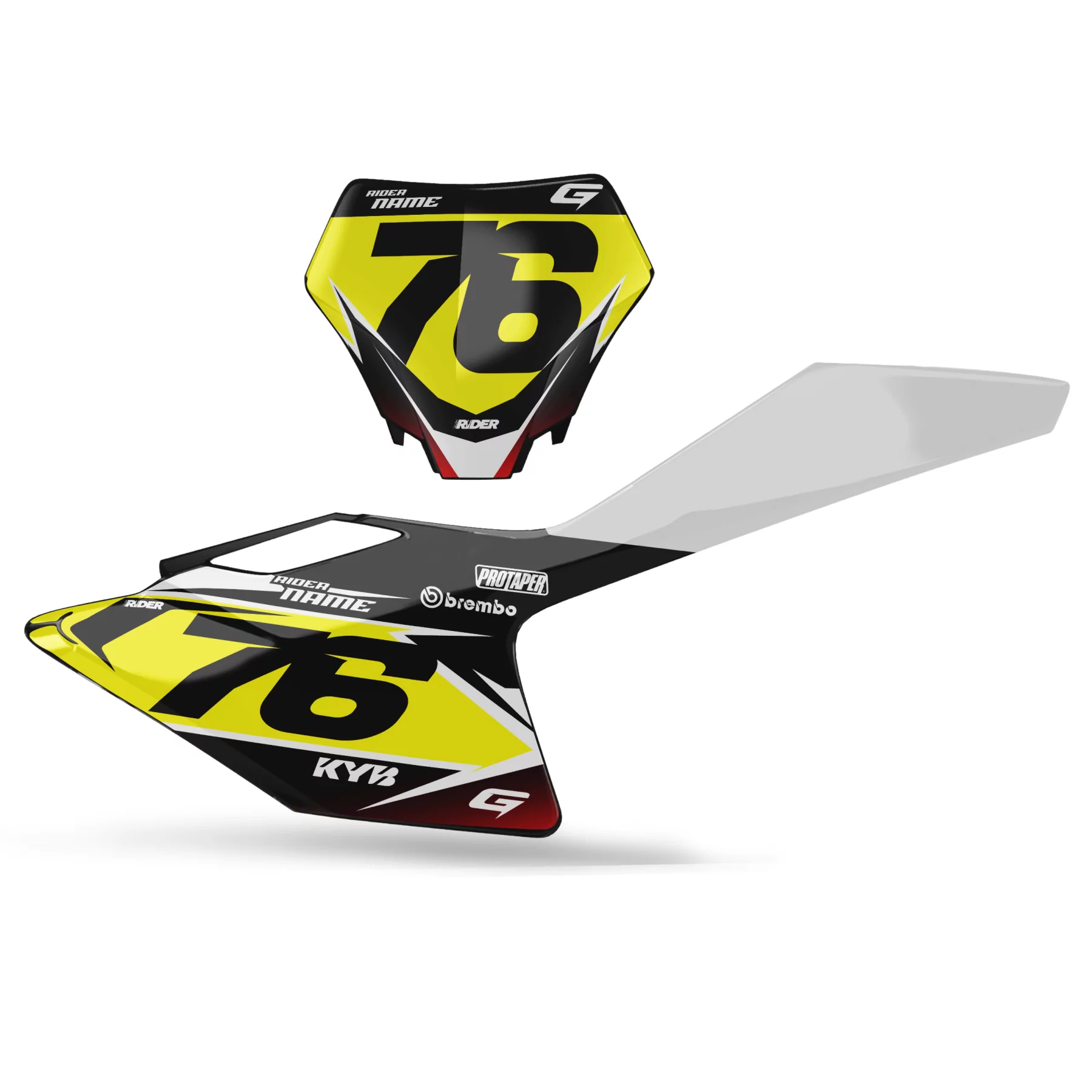 DEKOR Motorrad DEKOR KENNZEICHENHINTERGRÜNDE CUSTOM GASGAS Blast Black Yellow