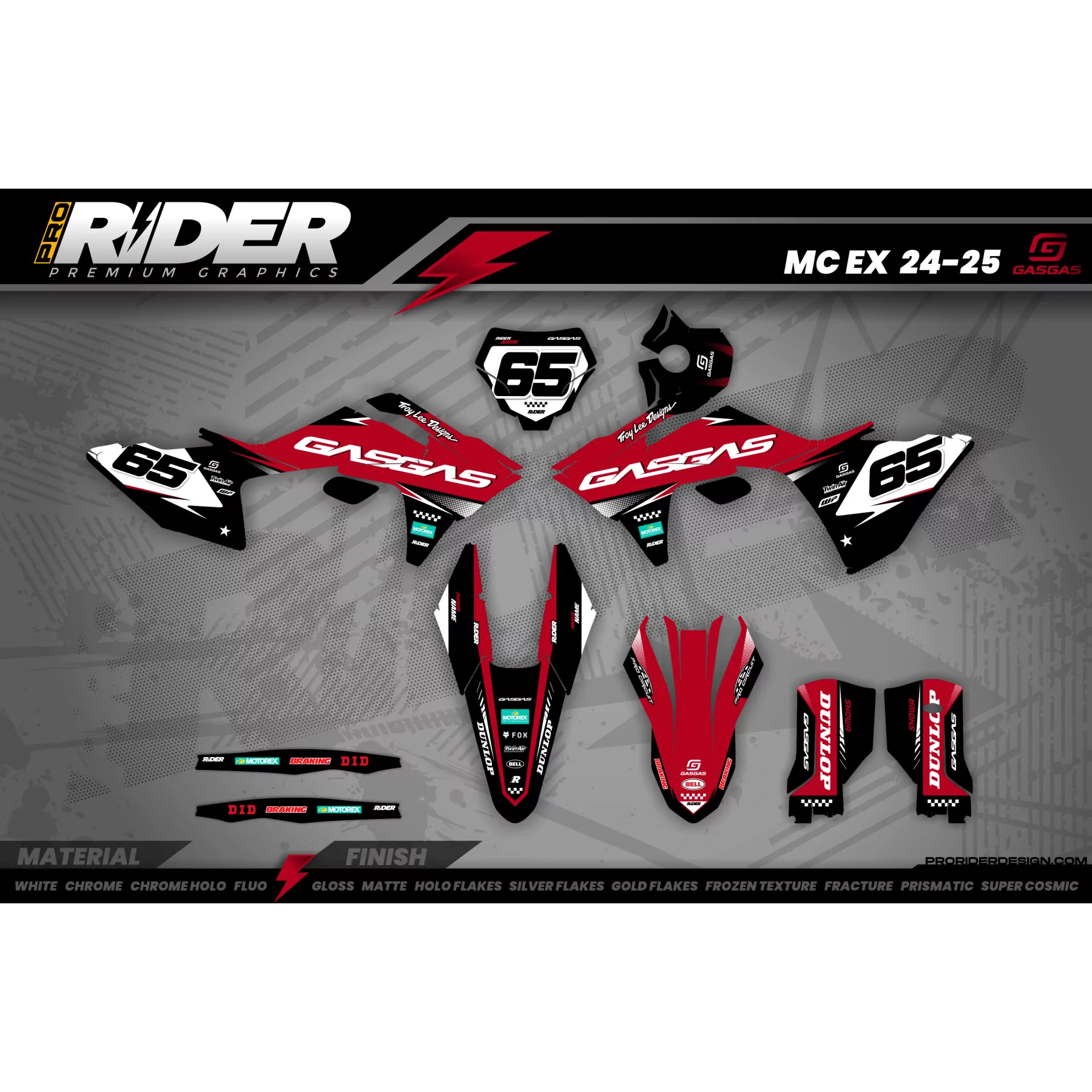 Kit adesivos moto KIT ADESIVOS MOTOCROSS GASGAS RED PULSE