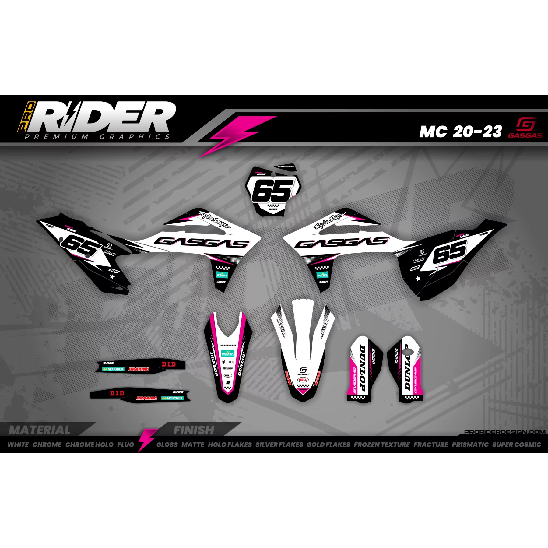 Stickerset moto STICKERSET MOTOCROSS GASGAS WHITE PULSE