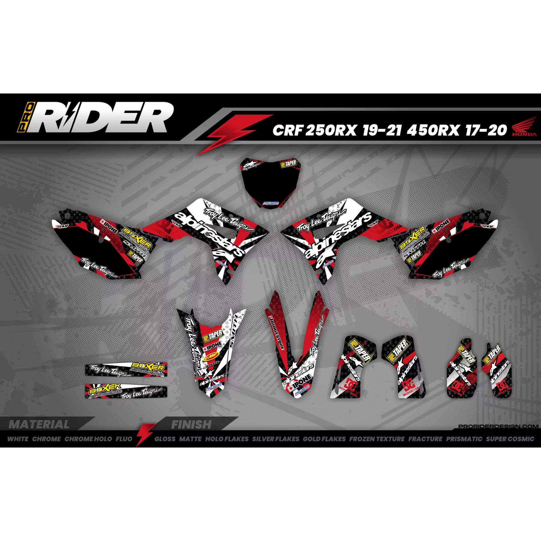 Motorcycle graphics GRAPHICS MOTOCROSS CUSTOM ALPINESTARS red (ref:prda4c)