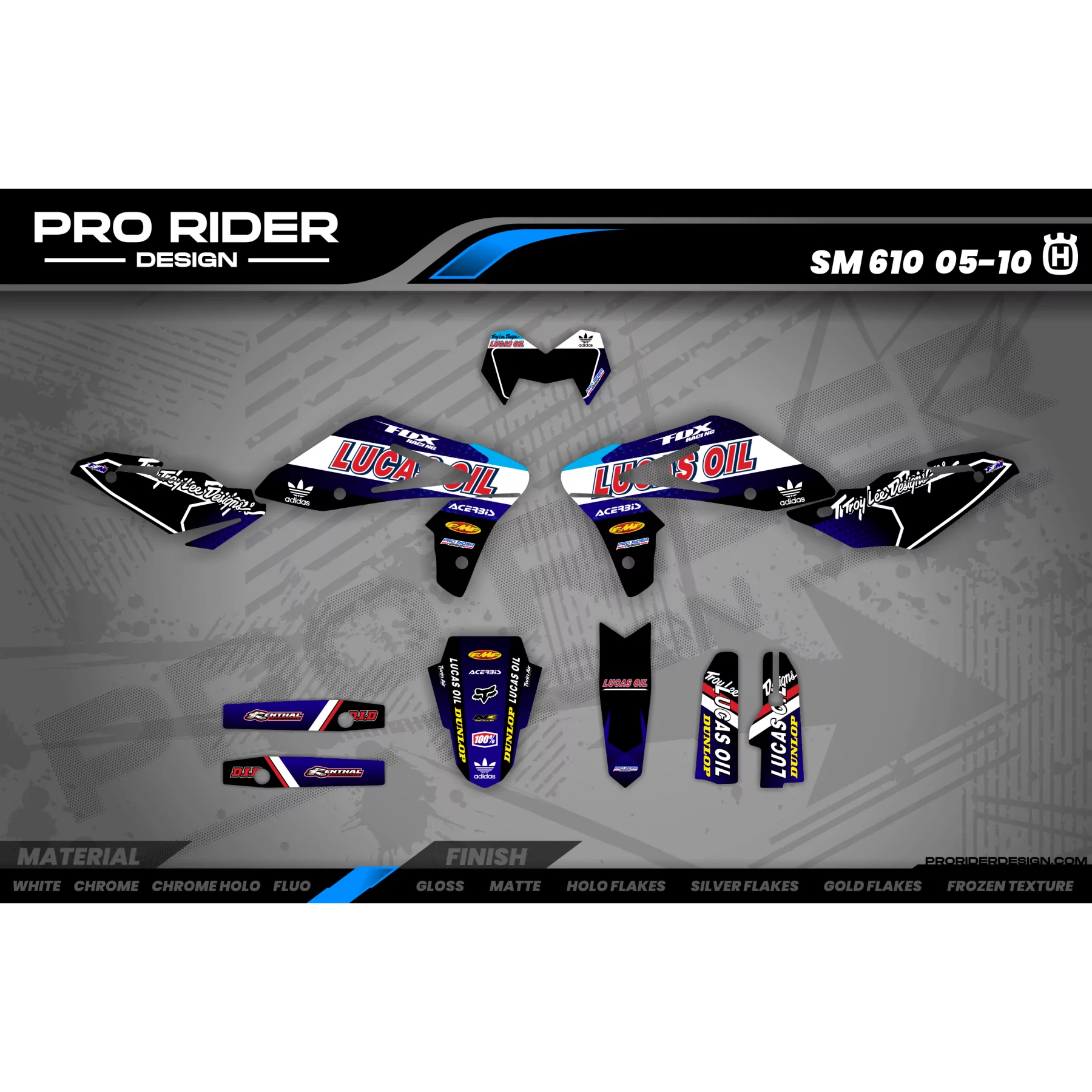 Kit adesivos mota KIT ADESIVOS MOTOCROSS PERSONALIZADO LUCAS OIL preto (ref:prda23h)