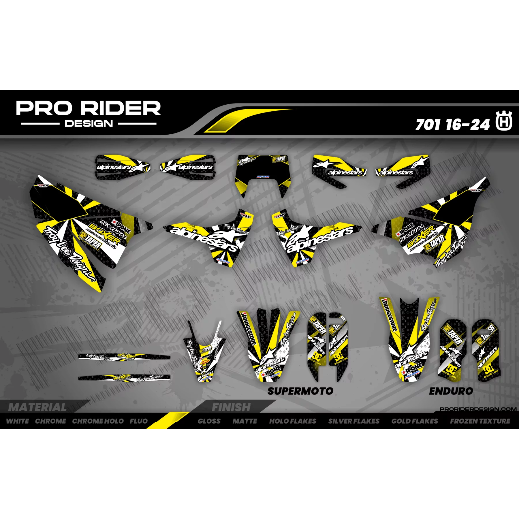 Kit adesivos moto KIT ADESIVOS Motocross ALPINESTARS amarelo (ref:prda4e)